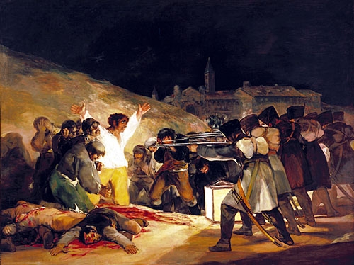 Fig. 3: Francisco Goya: Den 3. Maj 1808. Der er et tydeligt slægtskab mellem Goyas krigsmalerier og raderinger og krigsscenerne i Children of Men.