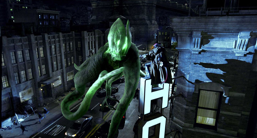 Fig. 6: Scenen fra Hellboy II, hvor Hellboy slår skovguden ihjel i Brooklyns gader er lige dele melankolsk filmdigt og vellykket actionsekvens.