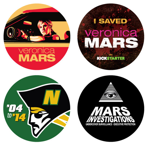 Fig. 6: Folkene bag Veronica Mars – The Movies Kickstarter-projekt producerede stickers til fans, der støttede projektet med mere end $10.