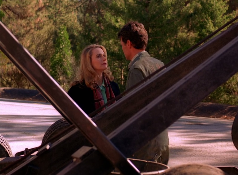 Fig. 6-7: To indstillinger fra afsnittet ”Cooper’s Dream” (1990, 1:6) af Twin Peaks, der illustrerer Lesli Linka Glatters finurlige leg med forskellige kompositioner og vinkler.
