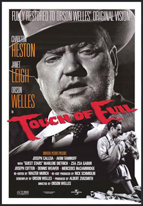 Fig. 3: At bruge Double Indemnity som det centrale illustrerende eksempel er nærmest obligatorisk i gennemgange af film noir. Blandt de mange berømte klassiske noirs, der øjensynligt ikke er noir nok til det formål, er Touch of Evil, trods det faktum at Welles’ film ofte fremhæves som værket, der markerer den klassiske noir-periodes afslutning (se. eksempelvis Schrader 1972 s. 12).