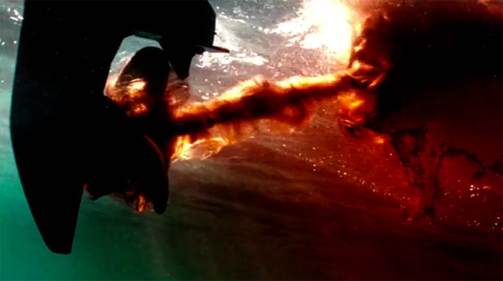 Fig. 14. Just like Godard’s short 3D film Les trois désastres, Adieu au langage also includes footage from Piranha 3D.