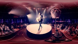 Fig. 17. The 360 degree VR images of Chris Milk’s interactive Hello Again featuring Beck are as difficult to replicate in 2D as Godard’s 3D separation above.