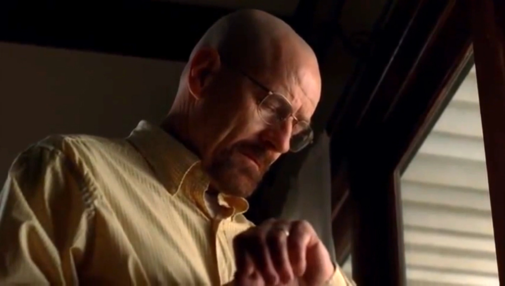 Fig. 8: Walter White looking at his wrist watch, making sure that everything goes according to plan.