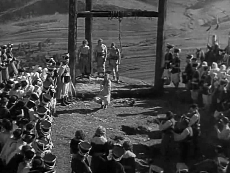 Fig. 5: Jánošík (dir. Martin Frič, 1935). The famous death sequence features Jánošík ripping his shackles off before impaling himself on the hook.