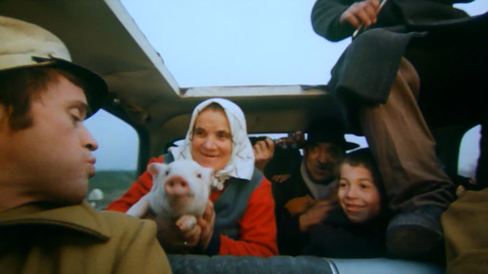 Fig. 17: Birds, Orphans, and Fools (Juraj Jakubisko, 1969). The climax of Birds, Orphans, and Fools takes place during a road trip to the Slovak countryside, where Jakubisko mocks the traditional images of Slovak identity.