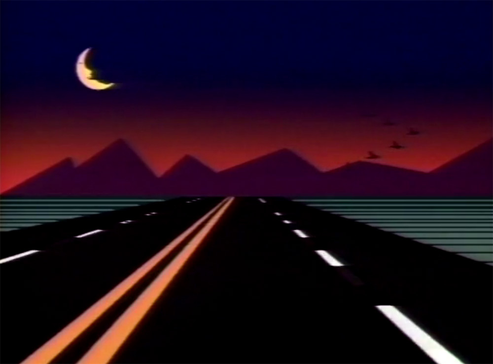 Fig. 10: Introen til Solo Trans sender med nutidens blik i den grad seeren ind i både den digitale tidsalder og fortiden. On the Road Again i bedste 80’er-grafik.